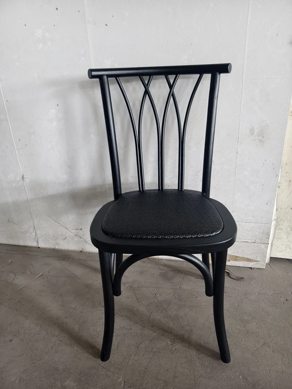 Hot Sale Luxury Wedding Wing Chair Stackable Style Wooden Vintage Twig back chair with Rattan Seat black color
