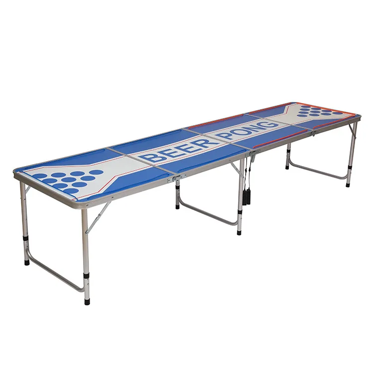Custom 2.4m Foldable Game Beer Pong Table 8ft Outdoor Aluminium Folding Table Adjustable Picnic Camping Tables With Cup Holes