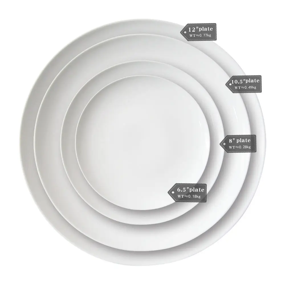 Wholesale 2024 Custom White Porcelain Ceramic Restaurant Desert Plates Chinese Turkish round Shape Engraving Technique Food Use