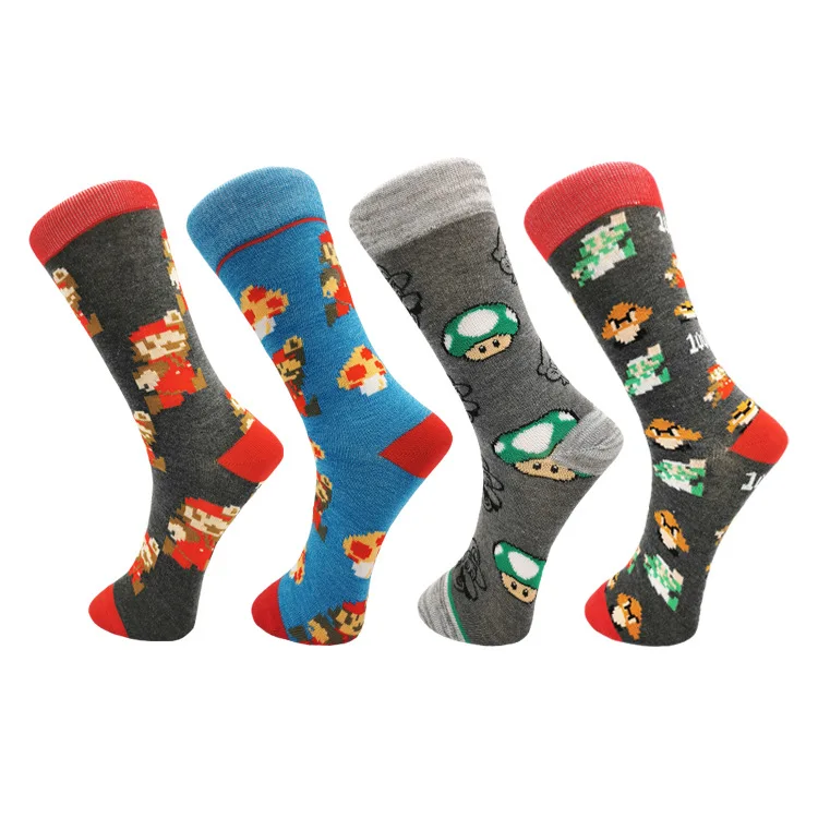 custom made logo crazy mens cartoon tube comics crew cotton happy fashion socks wholesale