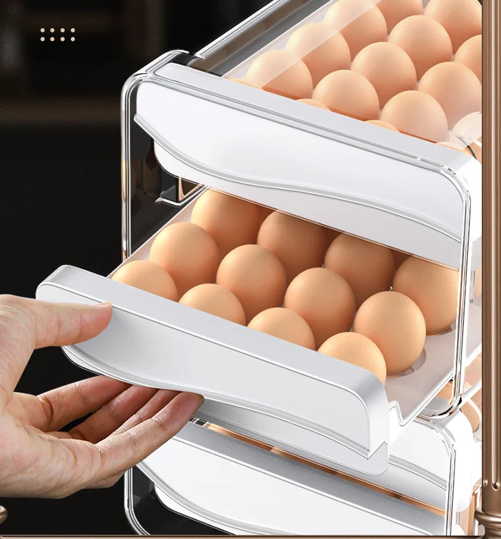 Double Layer Egg Container for Refrigerator Egg Holder for Refrigerator Egg Organizer Storage Box Tray for Household