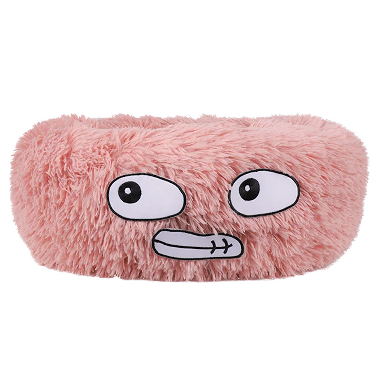 
Wholesale Velvet Cute Cozy Round Puppy Cat Cave Bed Donut Pet Cat Sofa Bed with Expression 