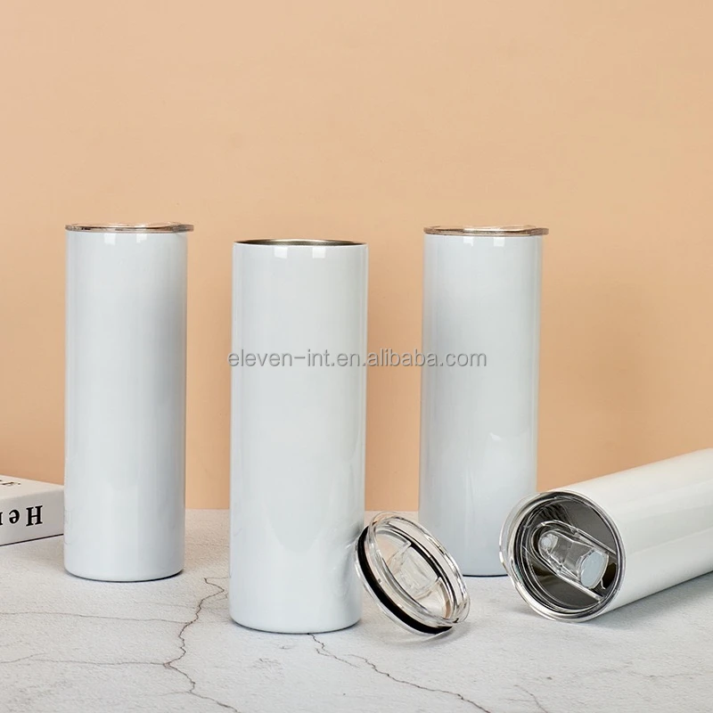 Fast Shipping 20OZ Sublimation Blanks20oz Blanks Stainless Steel Tumblers Cups With Straw and Rubber Bottom