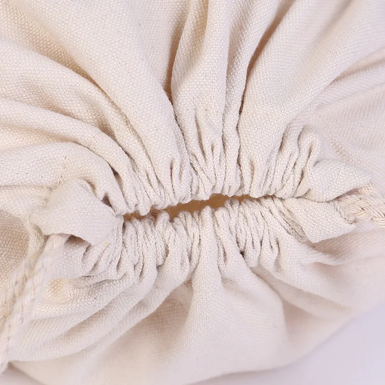 Qidi Amazon 10oz 2.75*3.5 6.7*9.1 Inch 100% Nature Color Cotton Recyclable Gift String Cotton Linen White Drawstring Bag
