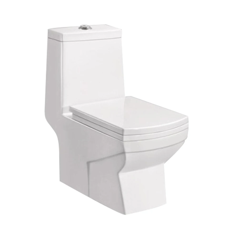 Wash Down One Piece Toilet Bowl Water Closet Bathroom Sanitary Ware Equipment Ceramic Floor Mounted Gravity Flushing WC Toilet