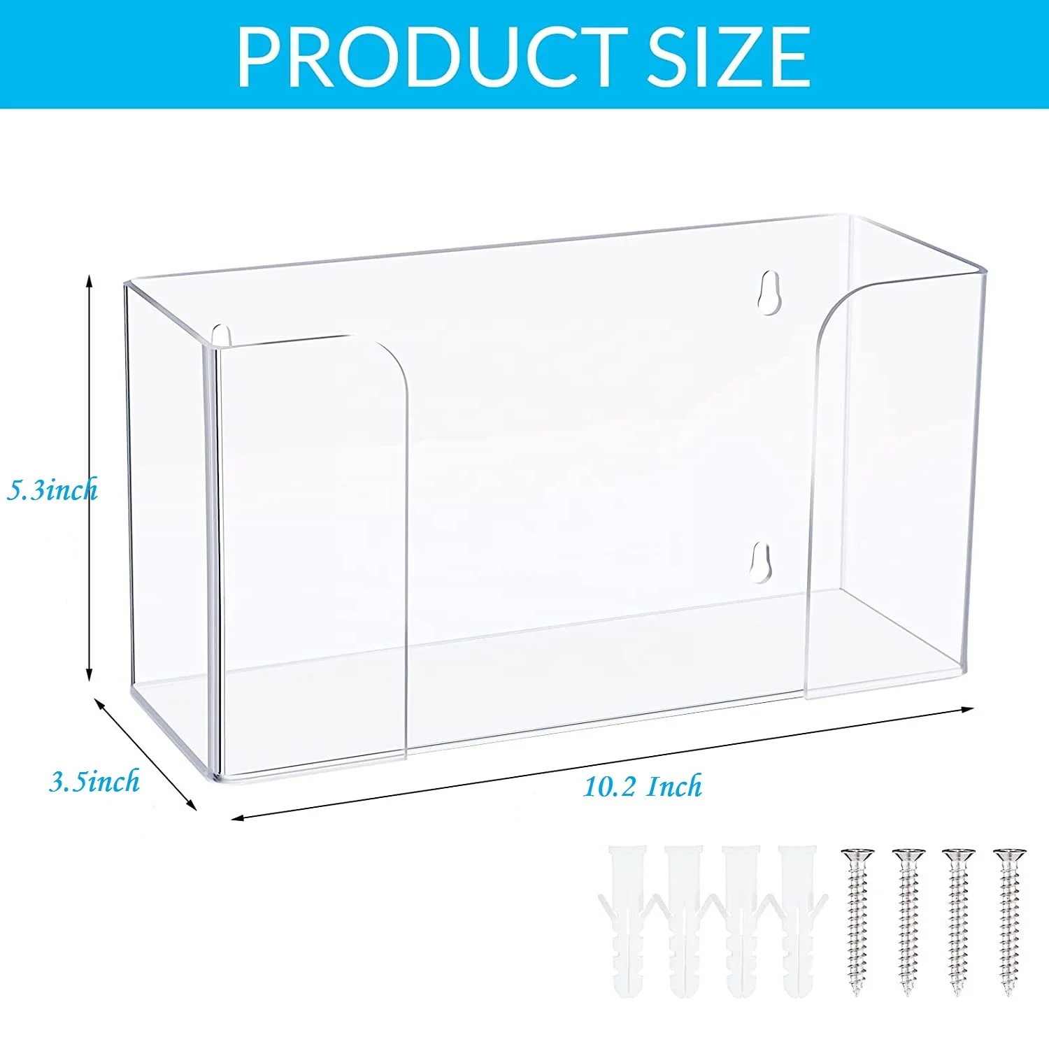 TSGG Hot Sales Wall Mount Floating Clear Single Acrylic Gloves Box Holder Mask Dispenser