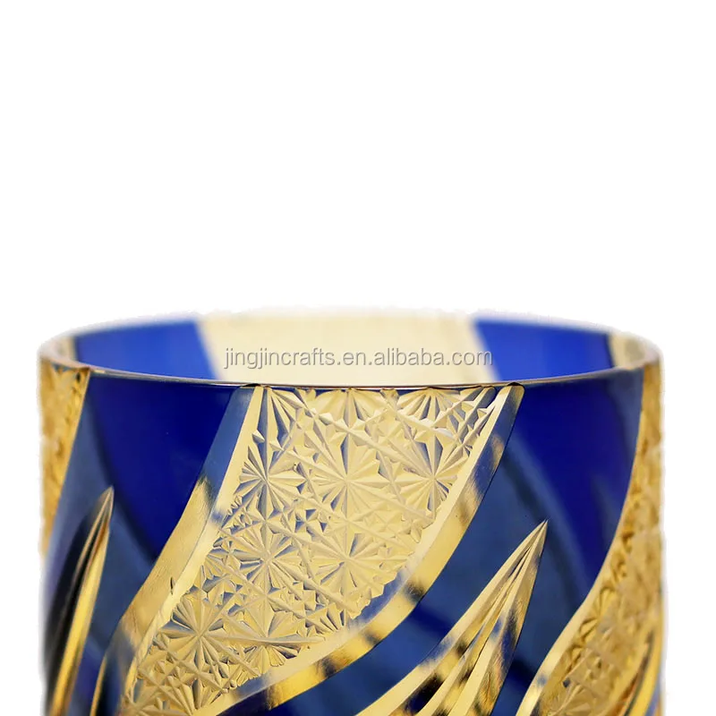 250 ml Blue Edo kiriko cut to clear whiskey glass drinking cup Bohemia glasses 250ml whisky cup tumbler