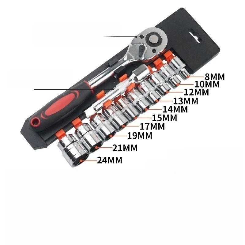 1/2 1/4 3/8 Ratchet Socket Wrench Set 72 24 Tooth Adjustable Allen Herramientas Automotive Hand Tools For Car