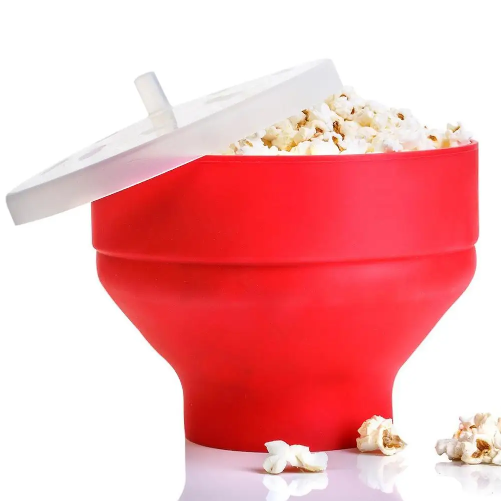 Free Sample New Bowl Silicone Microwave Household Hot Air Popcorn Maker Collapsible Popcorn Silicone Popcorn Bowl