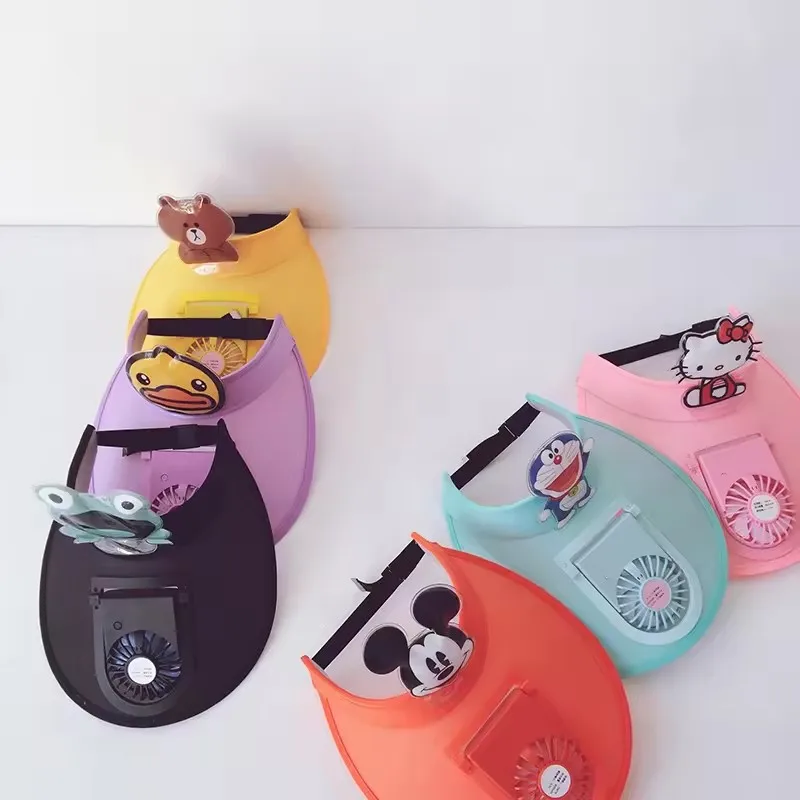 Summer Child Large Big Brim Sports Hats Outdoor Cooling Sun Visor Cap Kids Travel Empty Top Rechargeable Usb Fan Caps