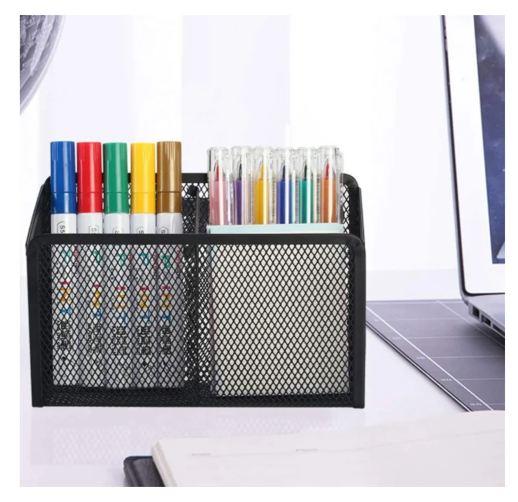Magnetic Pencil Holder - 2 Generous Compartments Magnetic Storage Basket Organizer - Extra Strong Magnets
