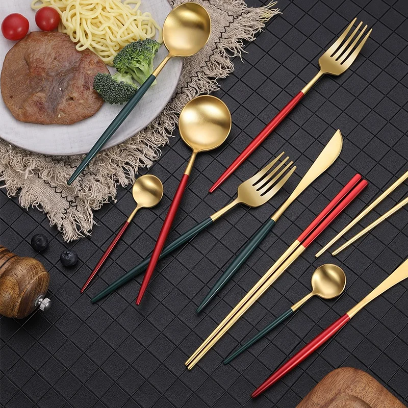 Столовые приборы из нержавеющей стали с ручкой для рисования, 18/10, 5 шт.