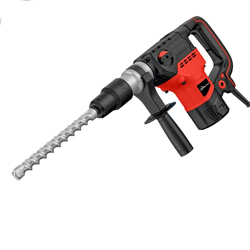 SDS-Plus Heavy Duty Rotary Hammer Drill,Safety Clutch 4 Functions with Vibration Control Including Grease, Chisels and Drill