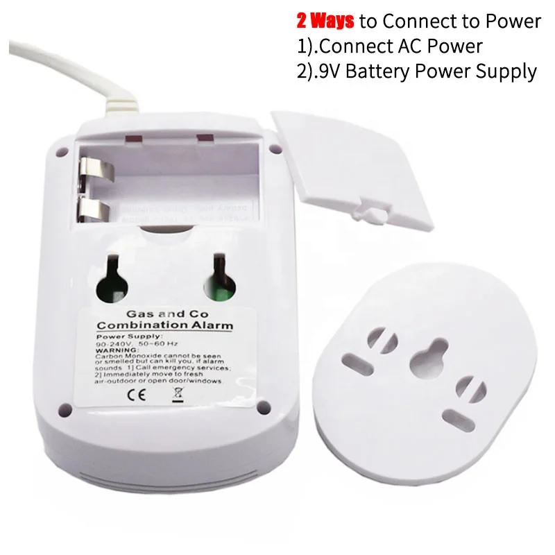 
Pulitong 2 in 1 9V Battery Backup LPG Natural Gas Leak & CO Carbon Monoxide Alarm Detector For Home with EU | US | UK Plug 