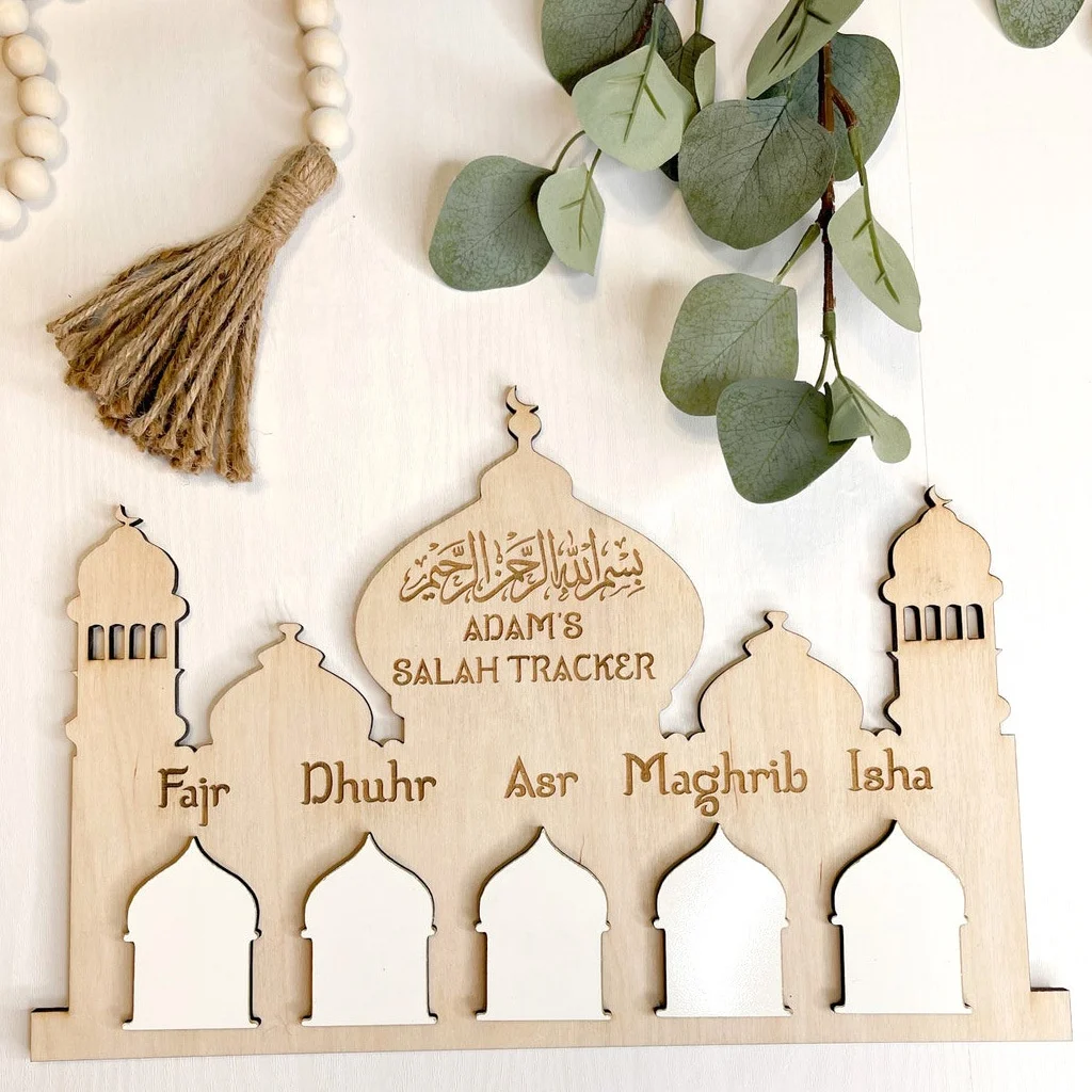 DAMAI Islamic Muslim Calendar For Eid Mubarak Wall Hanging  Decoration Wooden Castle Countdown Message Board Craft