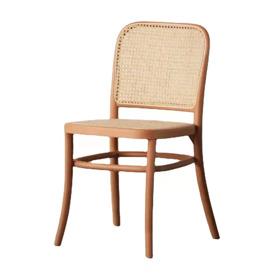 Back Rest Chair for Coffee Shop Solid Wood Dining Chair Household Rattan Leisure Chair