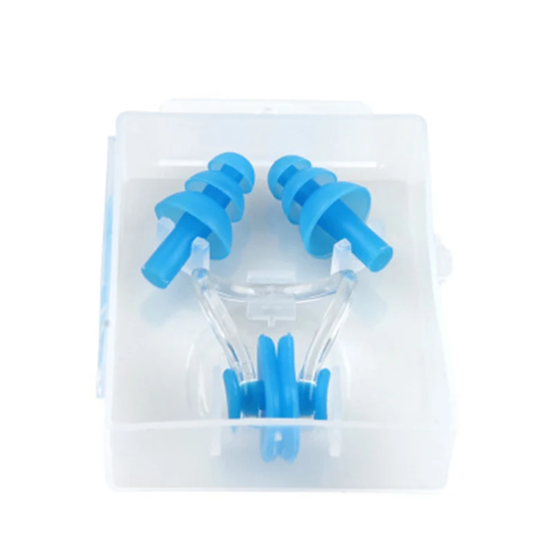 Swimming Earplug Nose Clip Set With Case Waterproof Silicone Dive Swimming Protection Tools
