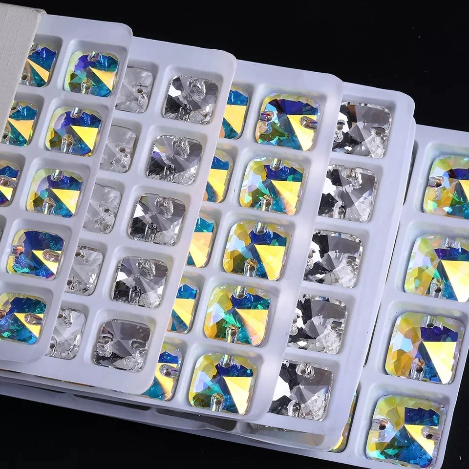 Rivoli Square Shape Crystal Sew On Stones Mixed Size Stones To Sewing On  Flatback Strass Rhinestone For Clothes