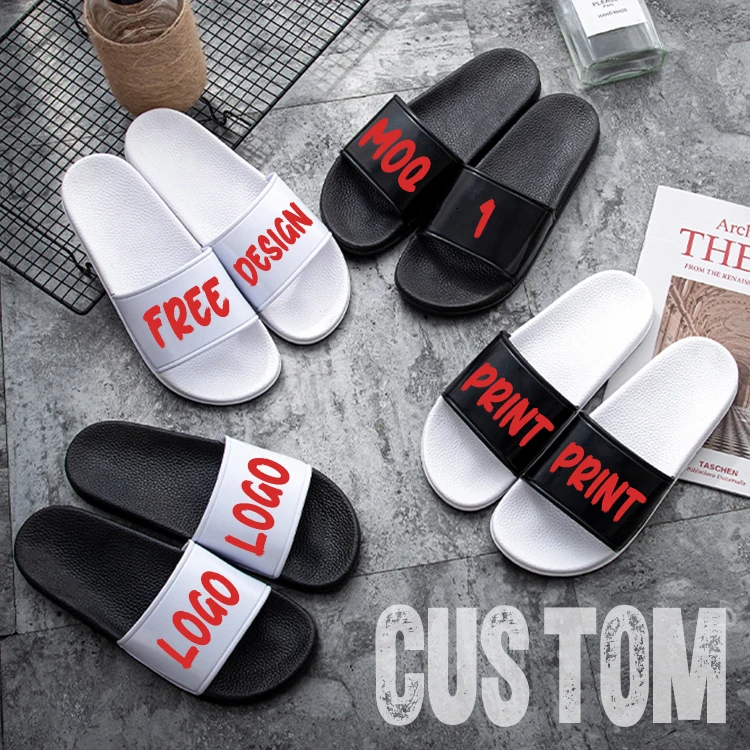 
Wholesale Cheap Sandal Mens Slipper MOQ 1 Pvc Women Slide Custom Printed Shoe Logo Slippers 