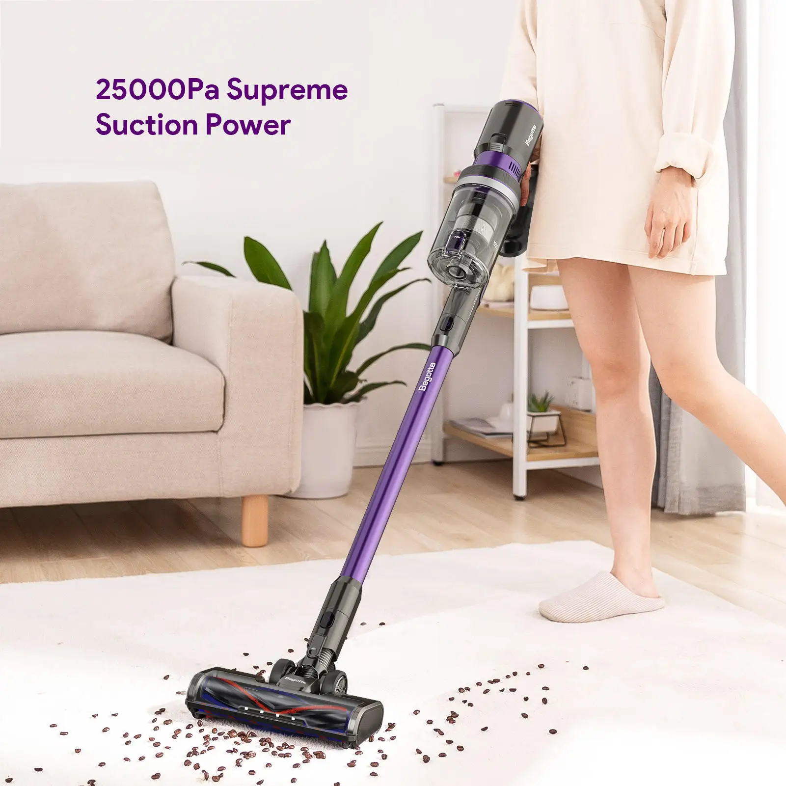 Bagotte 400w Wireless Stick Vacuum Cleaner Bagless Cyclonic Vacuum Cleaner