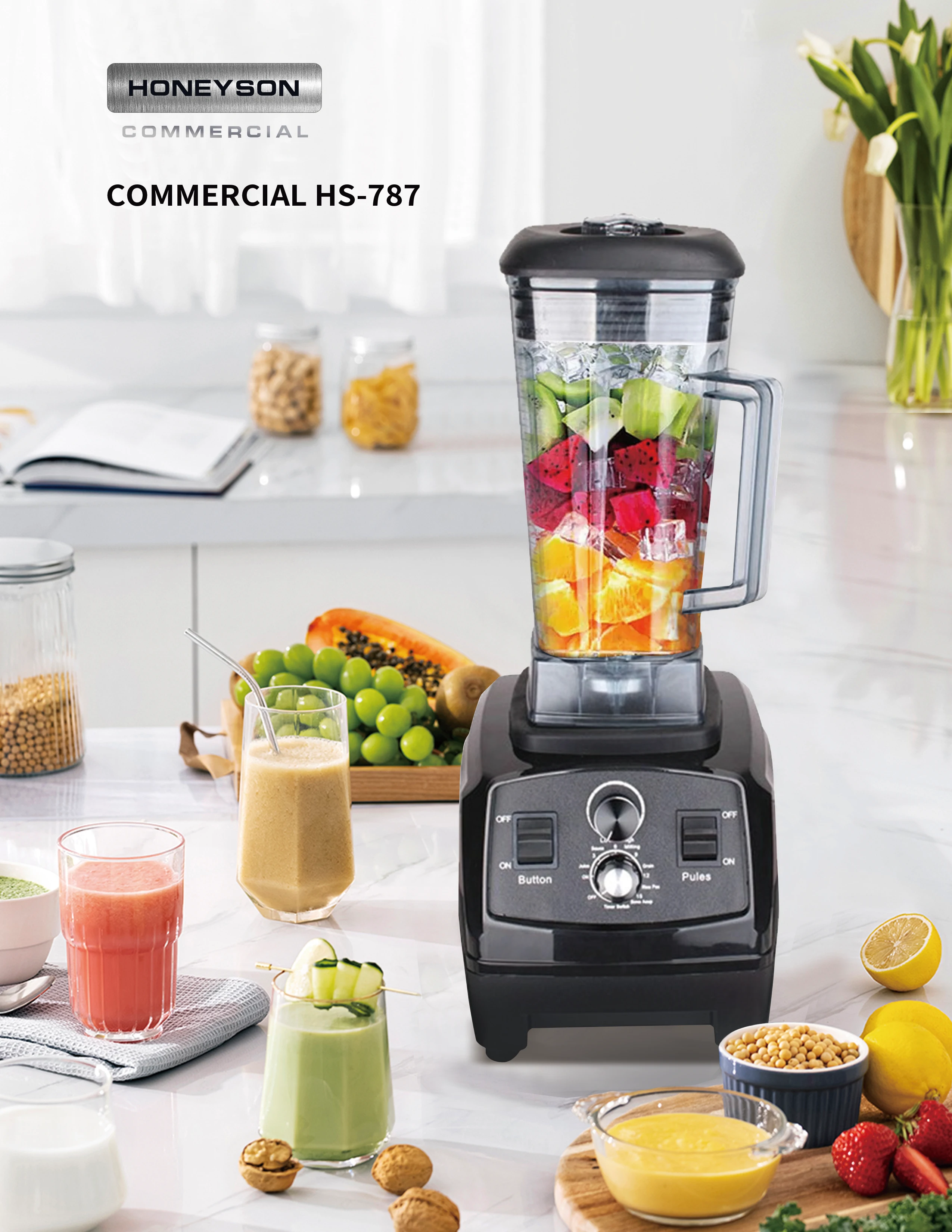 Hot Selling 2L Electric Fruit Juicer Smoothies Crusher Heavy Duty Blender Commercial Blender