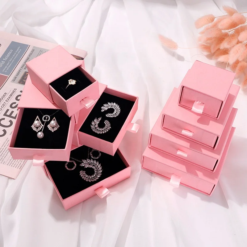 2020 Pink Fashion Custom Slide Out Match Drawer Jewellery  Cardboard Paper Gift Jewelry Packaging Box
