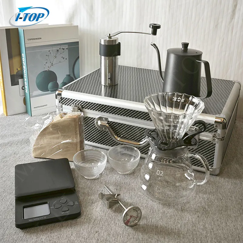 Wholesale  custom hand pour over coffee maker set brewing coffee kit gift set for home and coffee