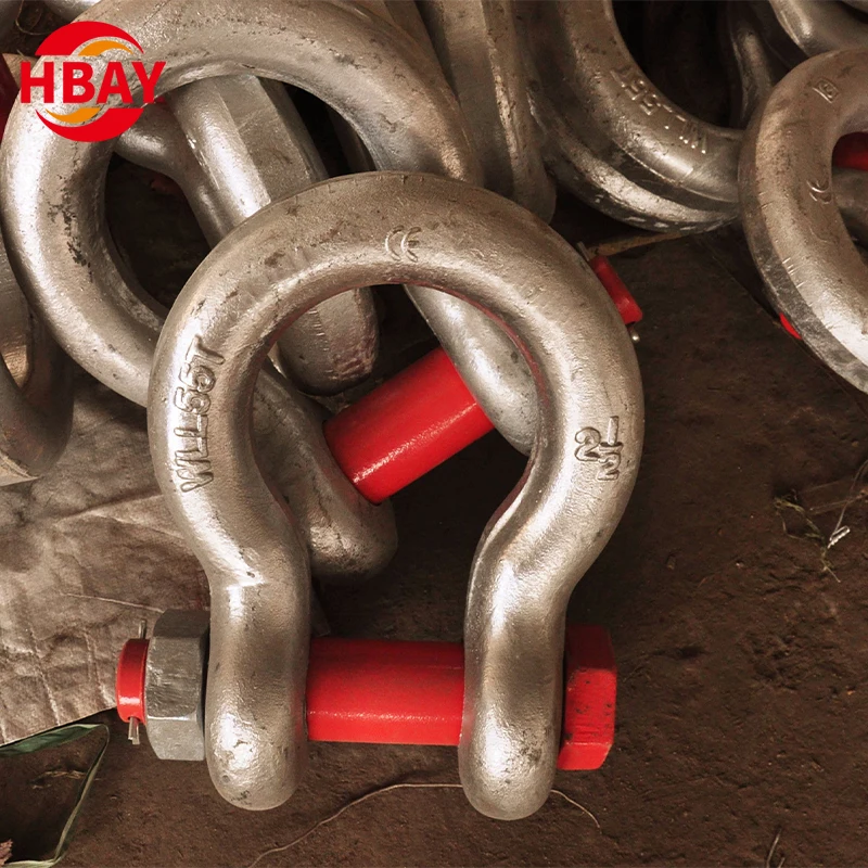 Screw Pin Ton Safety Pin G2130 Bow Shackle Factory Alloy Steel G2130 Marine Rigging Lifting Long D Shackle 0.5-55T Custom GB