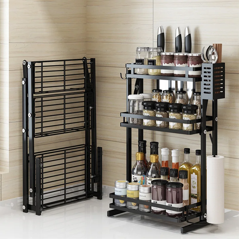 foldable spice and utensils accessories cutting board rack kitchen steel rack