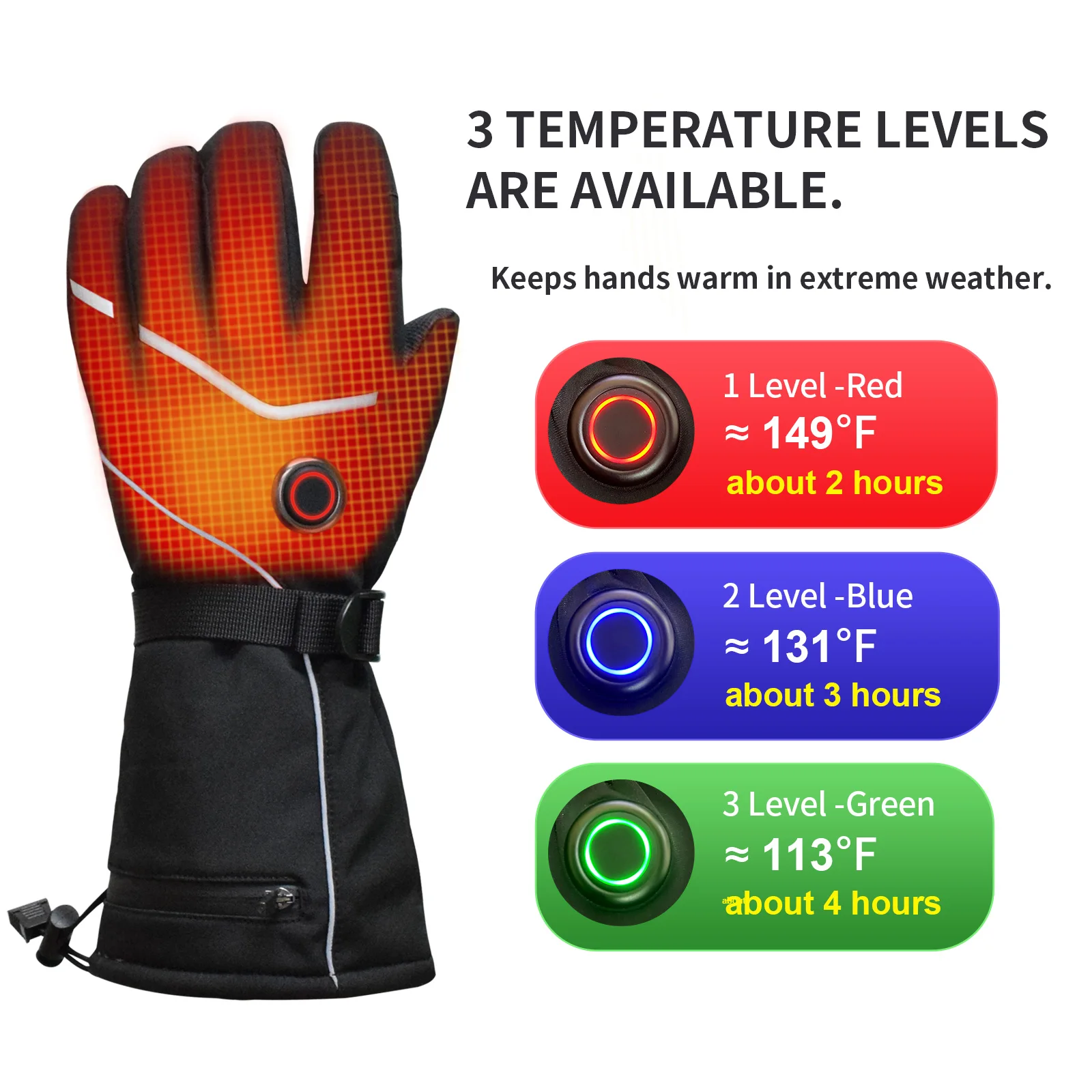 5000mAh Battery Pair Heated Gloves Waterproof Thermal Indoor Outdoor  Heating Gloves  Hand Warmer for Men and Women