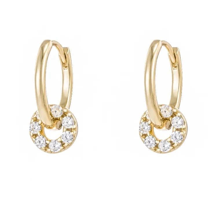 Hot Selling 925 silver small huggies circle charms pendant gold hoop earrings