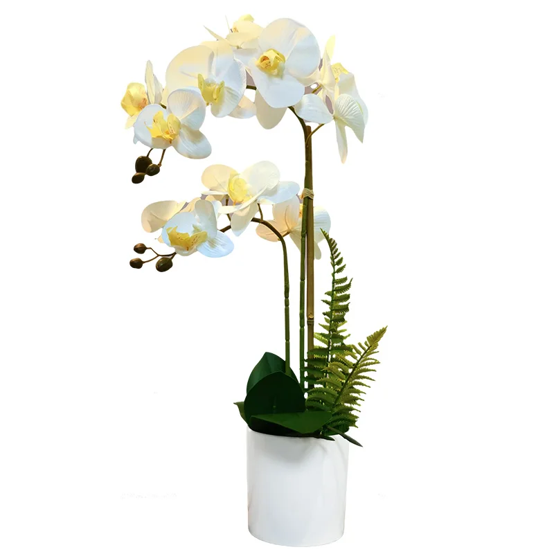 Wholesale Artificial Potted Flower White Color Indoor Outdoor Decoration Accept Customizable Orchid for wedding garden supplies