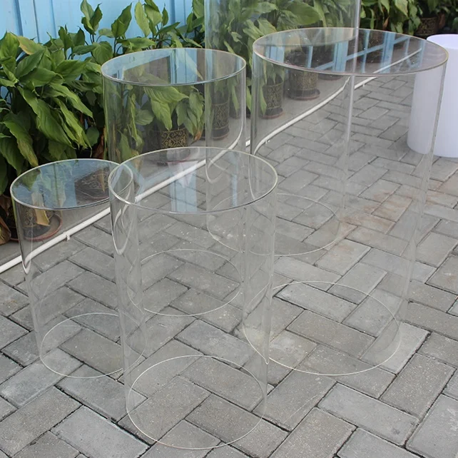 Wholesale Wedding 5 Pieces Clear Dessert Flower Display Stand AcrylicTransparent Cylinder Pedestal Sets Round Plinths