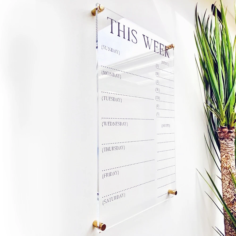 Acrylic Family Planner  Dry Erase Monthly Calendar  Monthly and Weekly Wall Calendar 2023 with Marker  Personalized Note Board