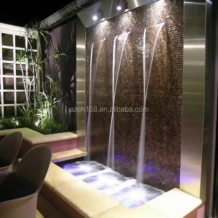 Customized Outdoor Indoor Waterfall Wall Fountain With Led Lights