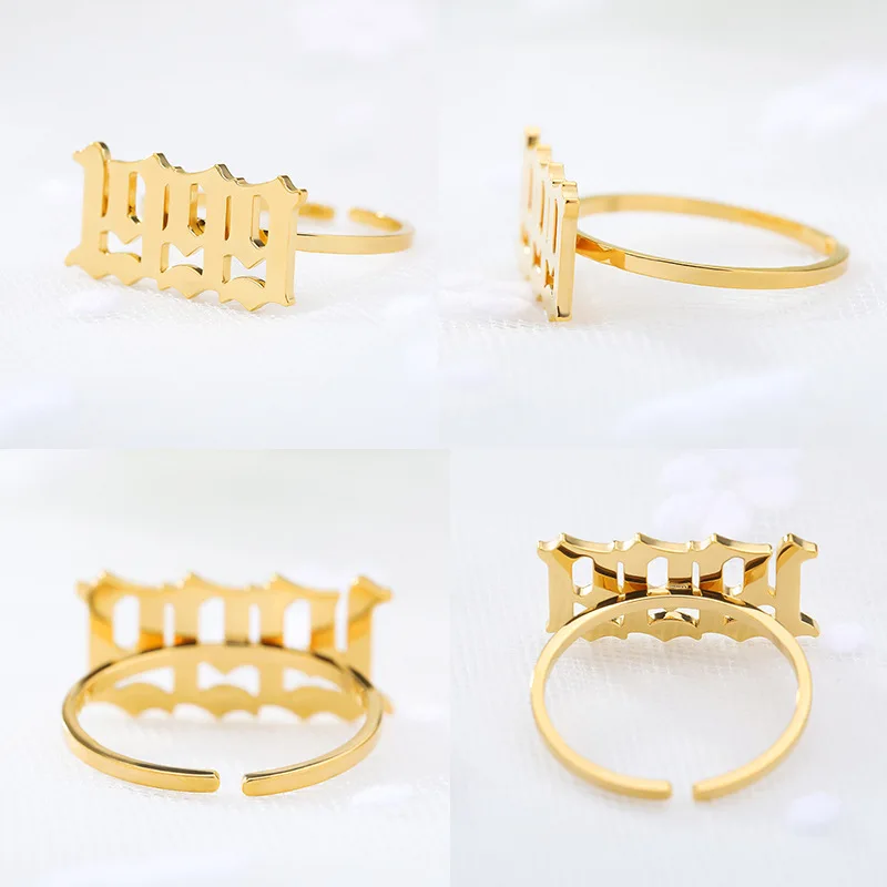Non tarnish Stainless Steel 18k Gold Plated 1985-2012 Birth Year Open Adjustable Finger Rings Jewelry