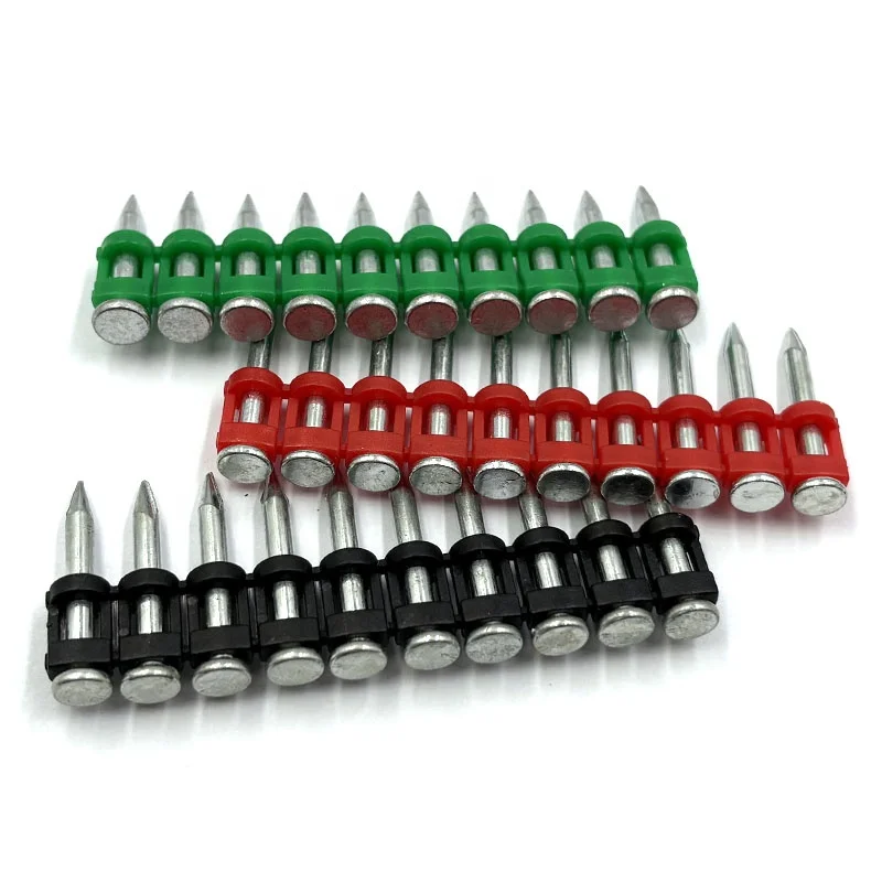 19-32mm galvanized gas nail driving pin concrete shooting nail #60 #65 high tensile steel color plastic collated wholesale