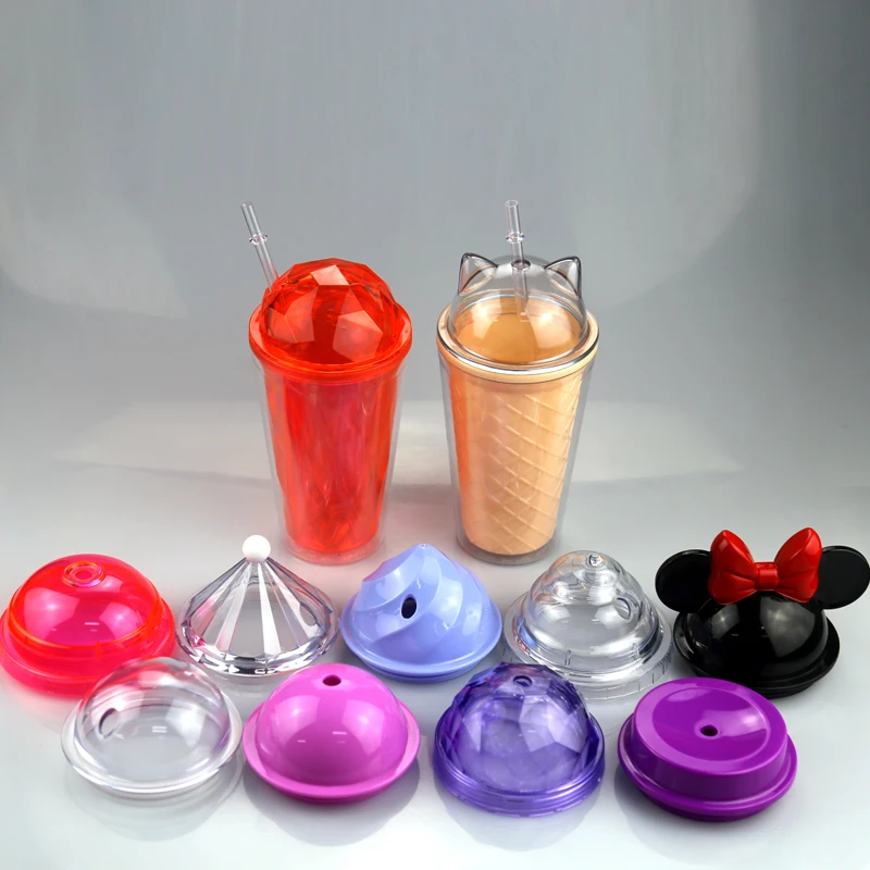 16oz plastic cup suppliers clear reusable plastic cup with lid and straw PET cups custom plastic water mug with lid and straw