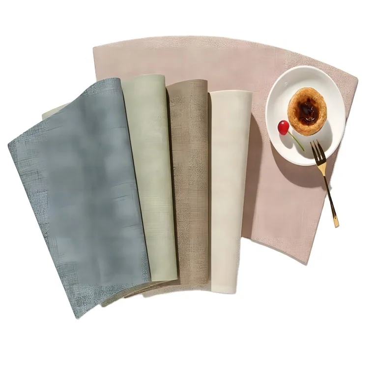 heat-resistant PU wholesale leather table mats placemats and Coaster set