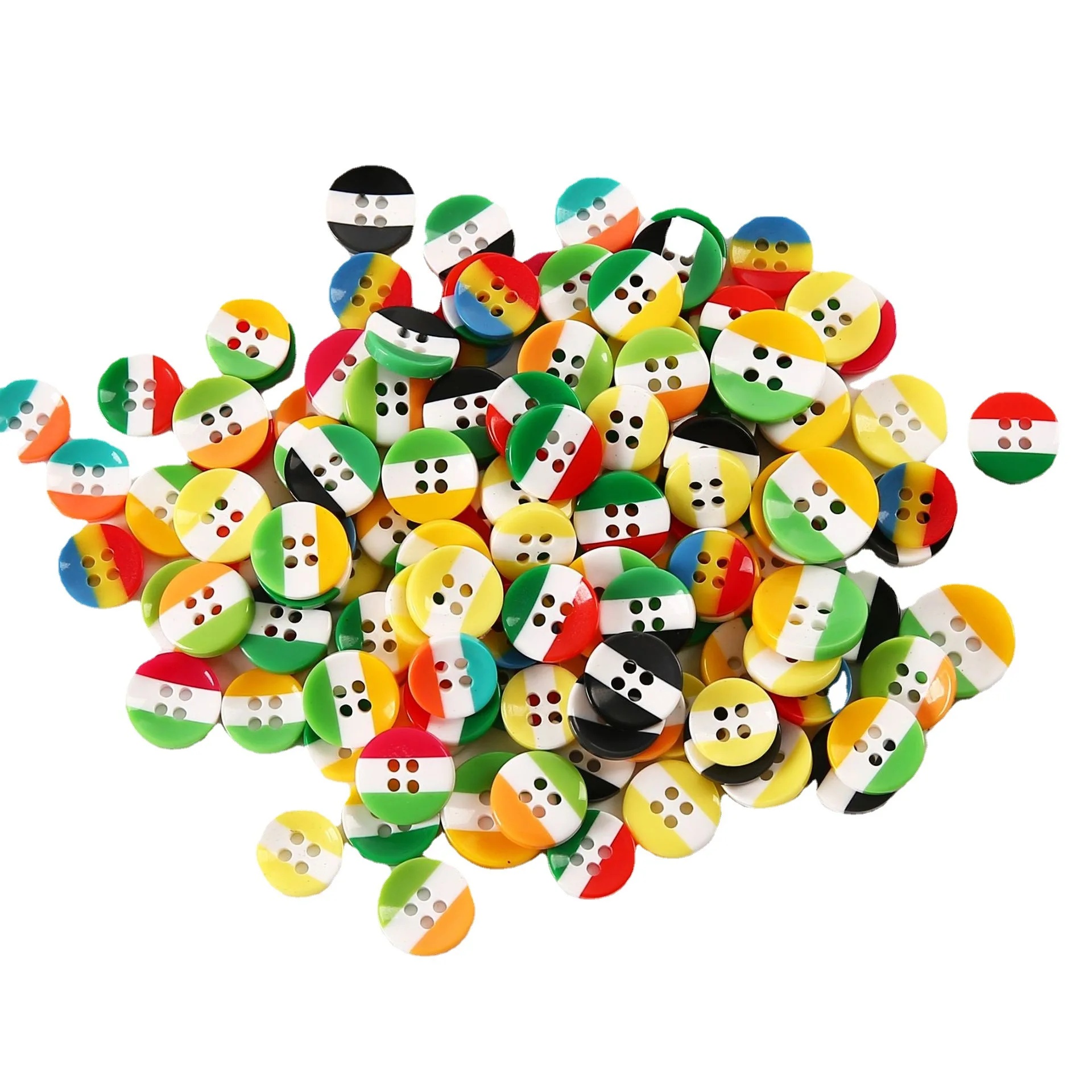 Diy handmade clothing material four eye color stripe resin buttons