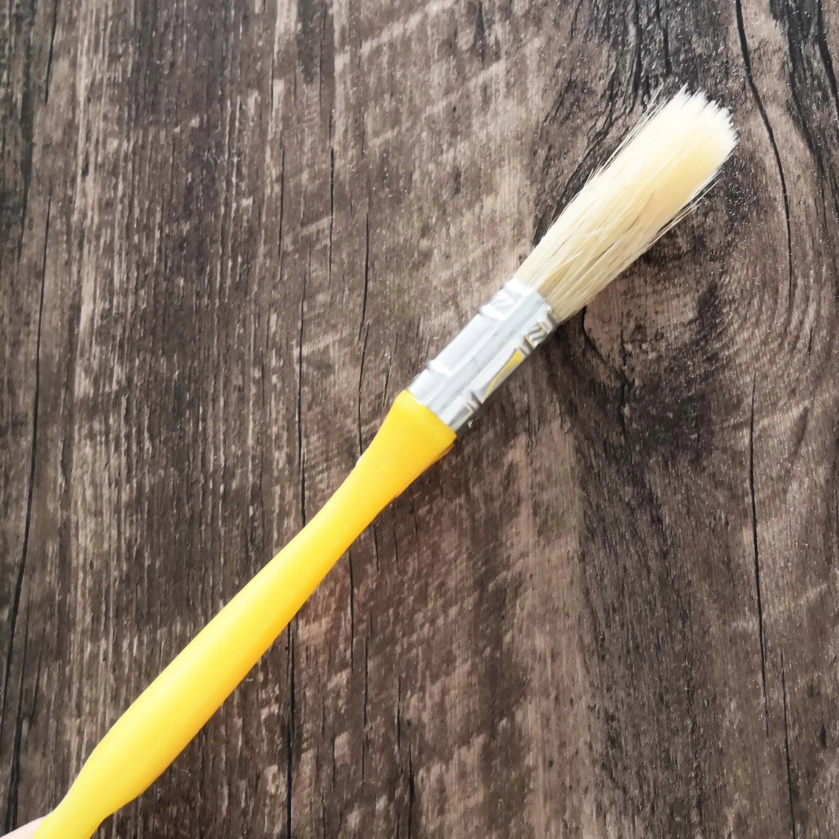 75mm European style  PET polyester bristle Solid yellow handle plastic paint brush