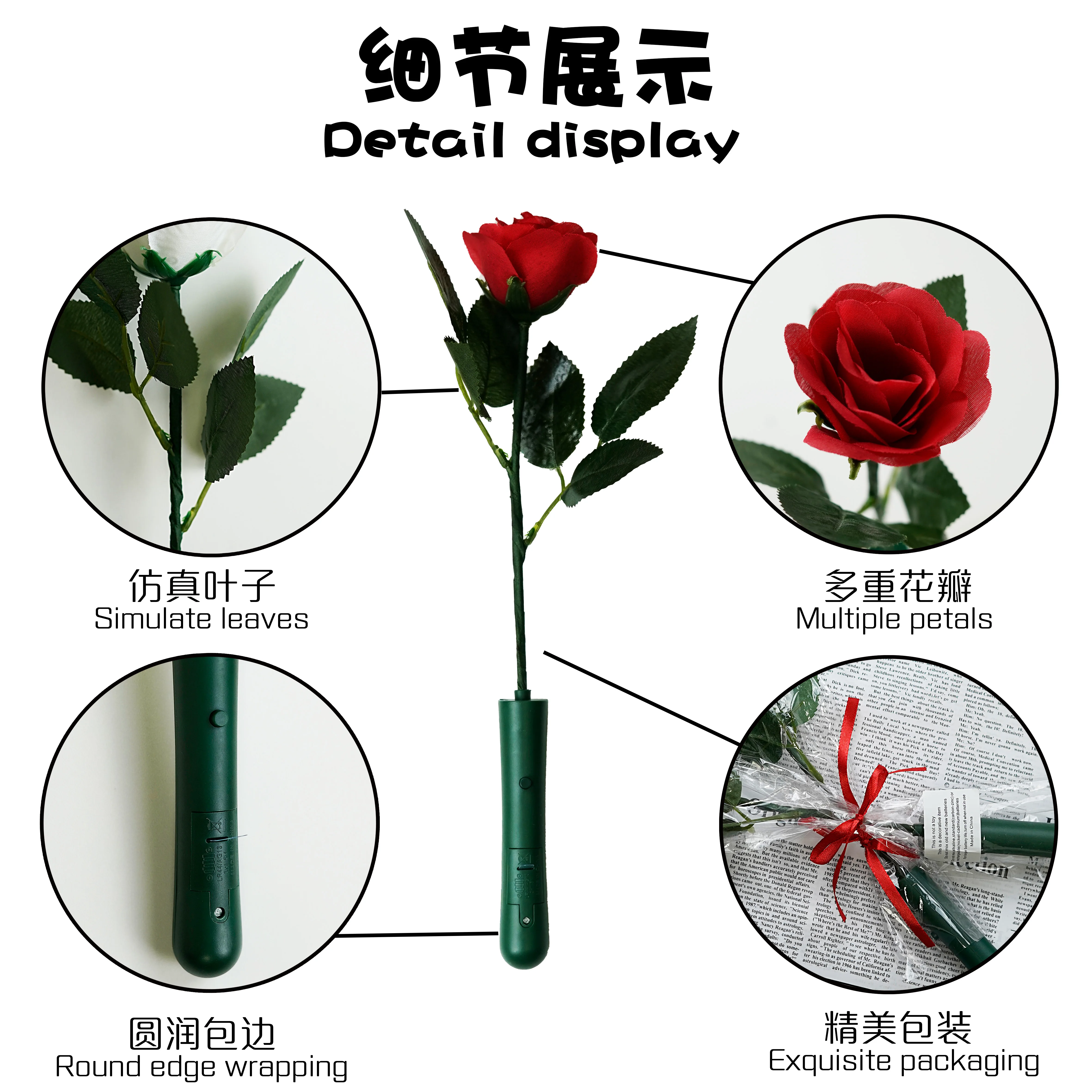 Single LED ROSE Flower Valentines Mothers Festival Day Wedding Decoration Soap Rose Artificial Flowers For Gift