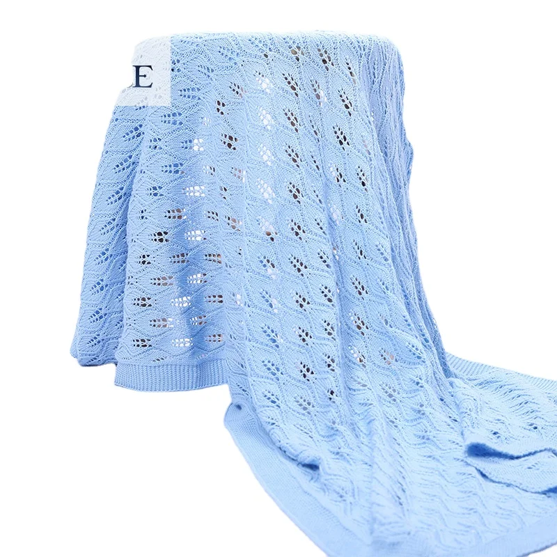 75*100cm Cotton Baby Bath Blanket Knit Baby Blanket Solid Baby Knitted Blanket