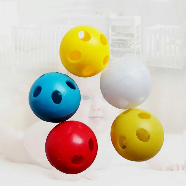 Factory Price OEM/ODM Baby Carriage Toys Accessories Five-hole 18-40mm Plastic Rattle Ringing Ball Hand Bell