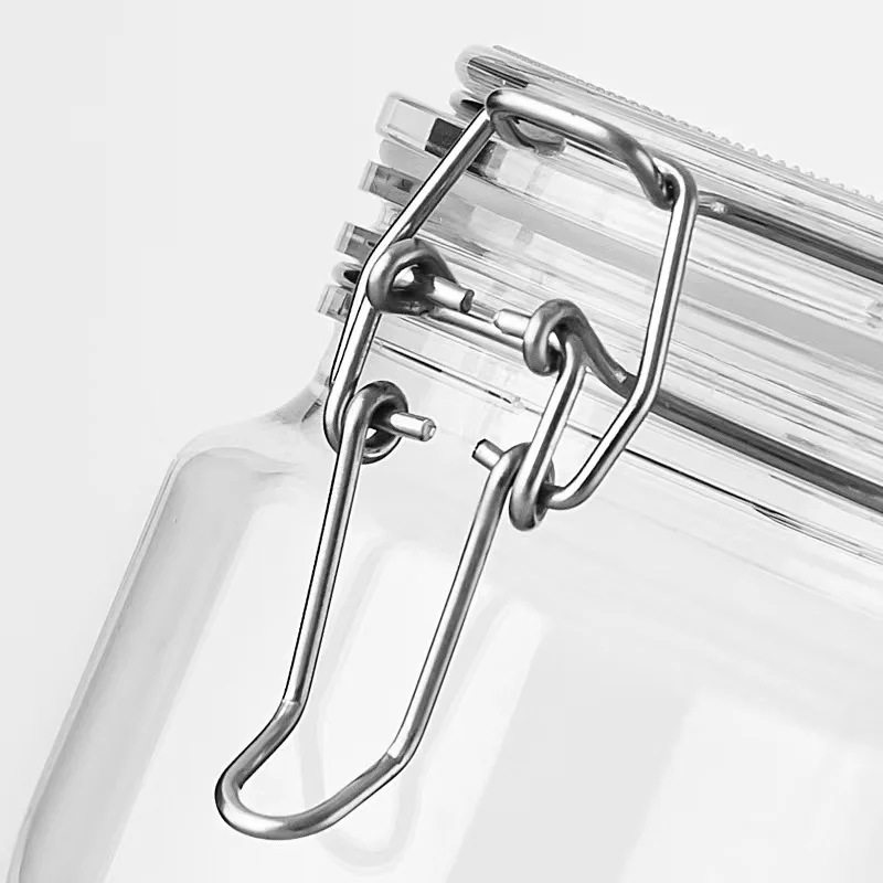 High Quality Classic Design Glass Storage Tank Snap-on Cover Jam Honey Candy Tea Coffee Cereal Grains Spice Jar Storage Kitchen