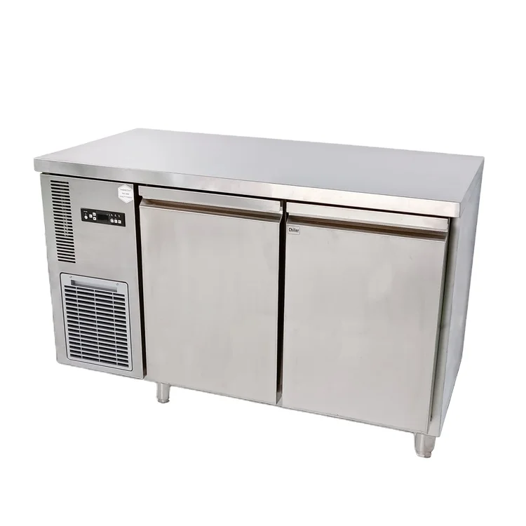 Commercial Kitchen Equipment Restaurant Pizza Making Steel Prep Table Fridge