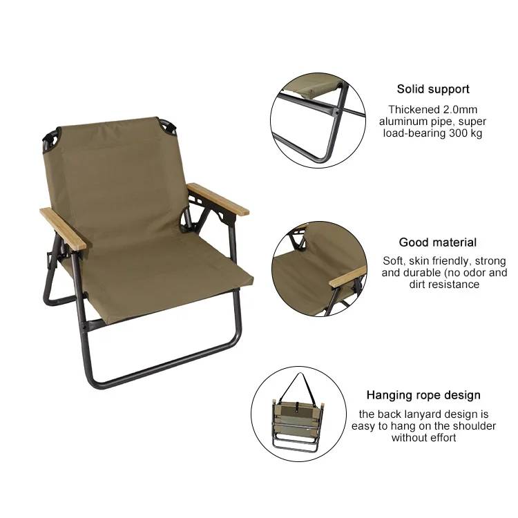 Бесплатный образец Areffa Oem фабрика Буковый подлокотник складной походный стул складной