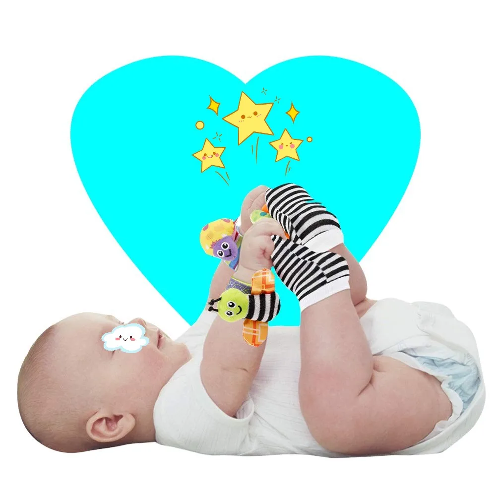 Cute Animal Baby Infant Rattle Soft Socks Toys Girl Boy Wrist Foot Finder Learning Toy