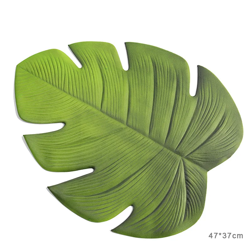 Tabletex waterproof home party decoration mat green EVA leaf placemat banana leaf mat