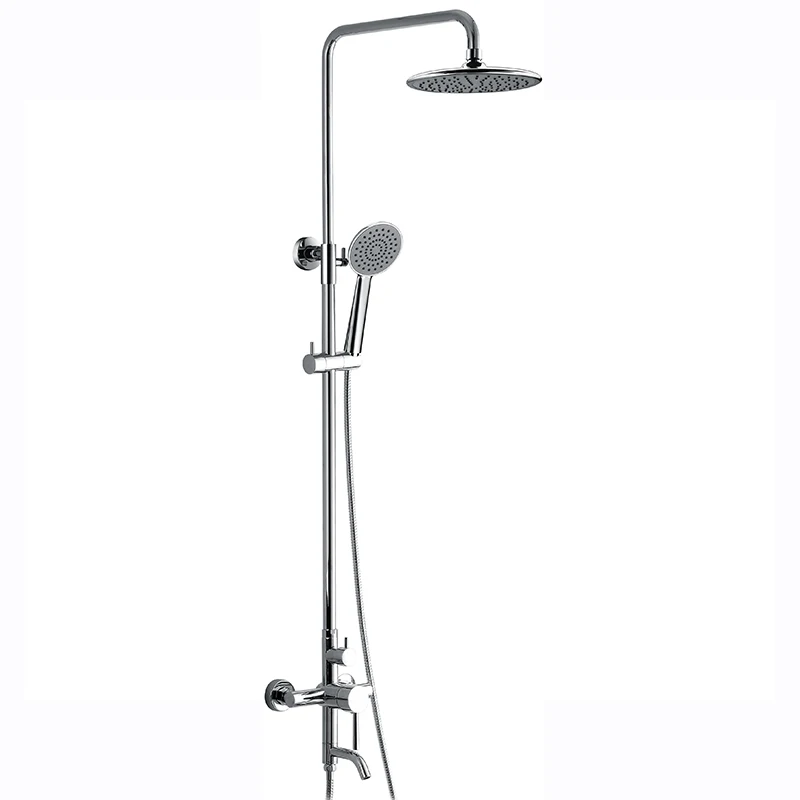 Chrome brass outdoor shower column set with round shower head